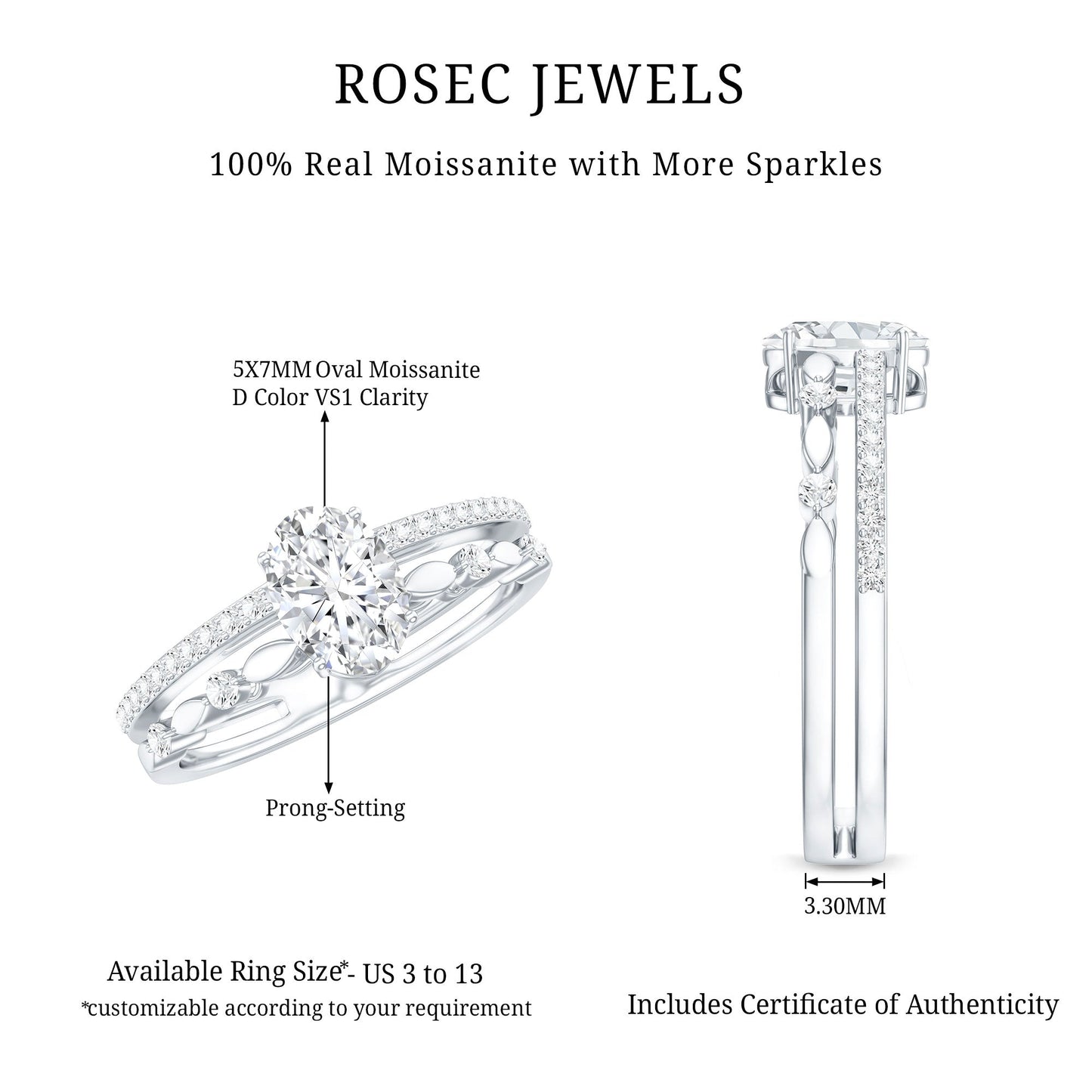 Oval Cut Moissanite Engagement Ring For Women