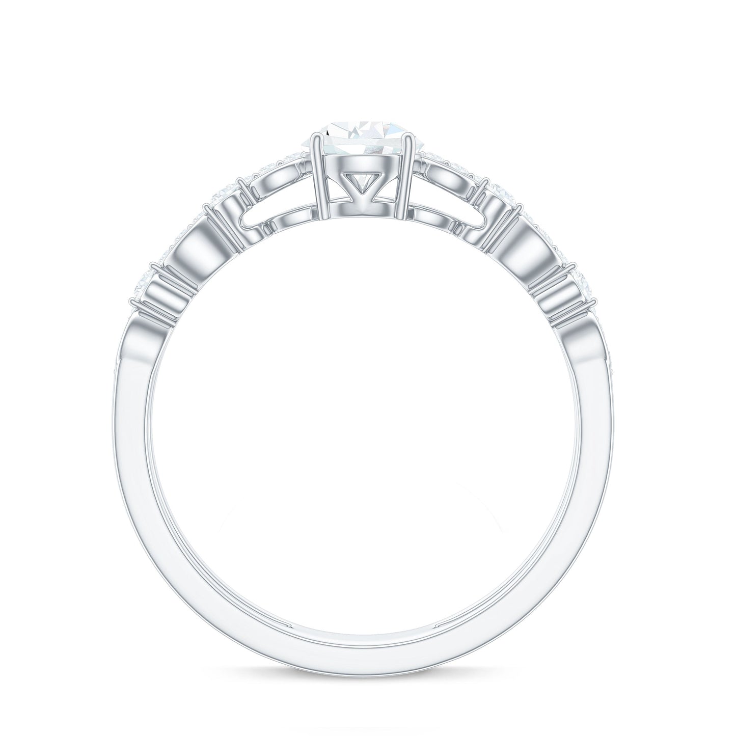Pear Shaped Moissanite Double Band Engagement Ring