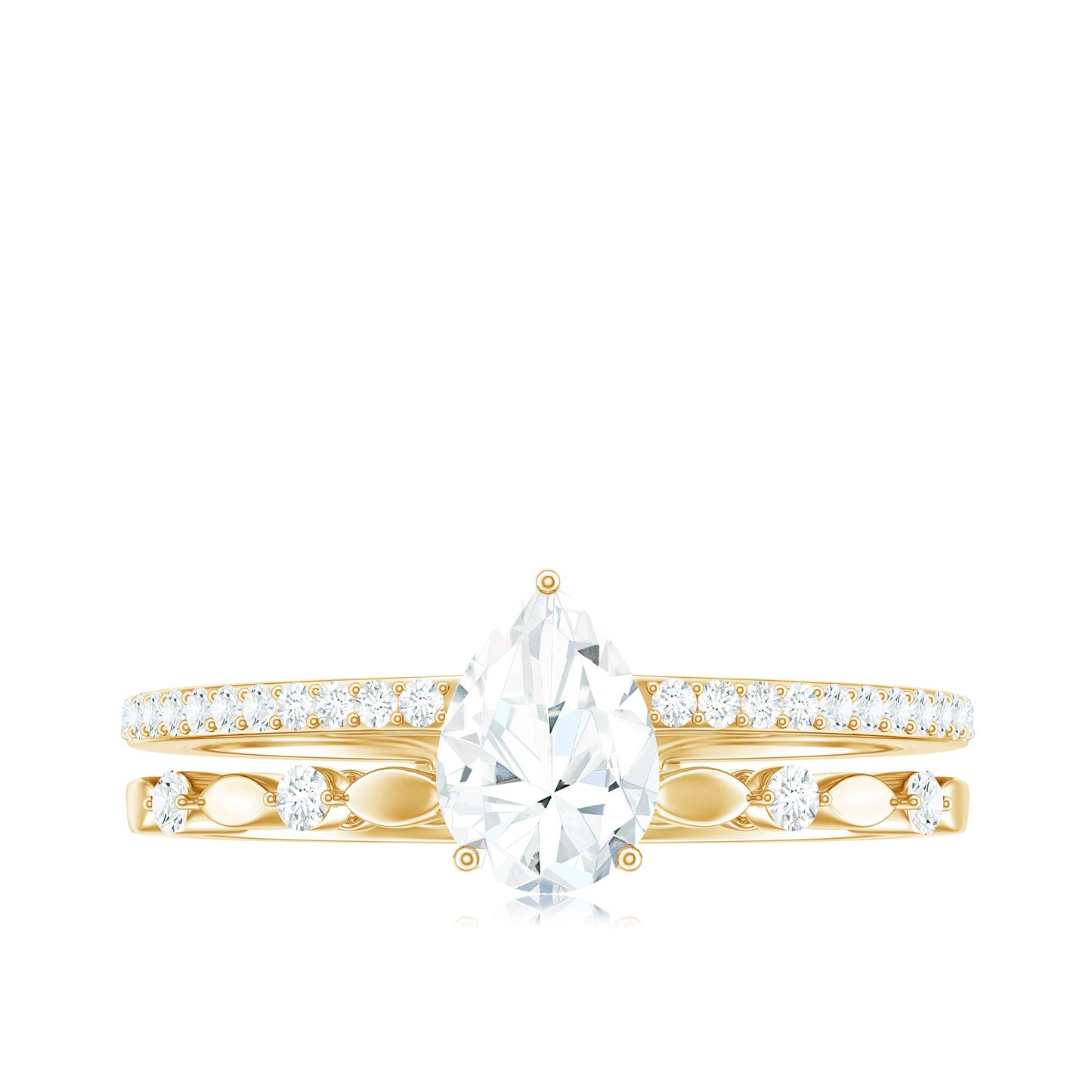 Pear Shaped Moissanite Double Band Engagement Ring