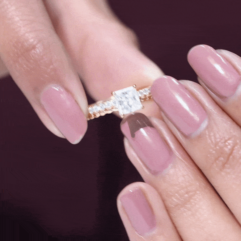 Certified Moissanite Square Cut Engagement Ring For Women