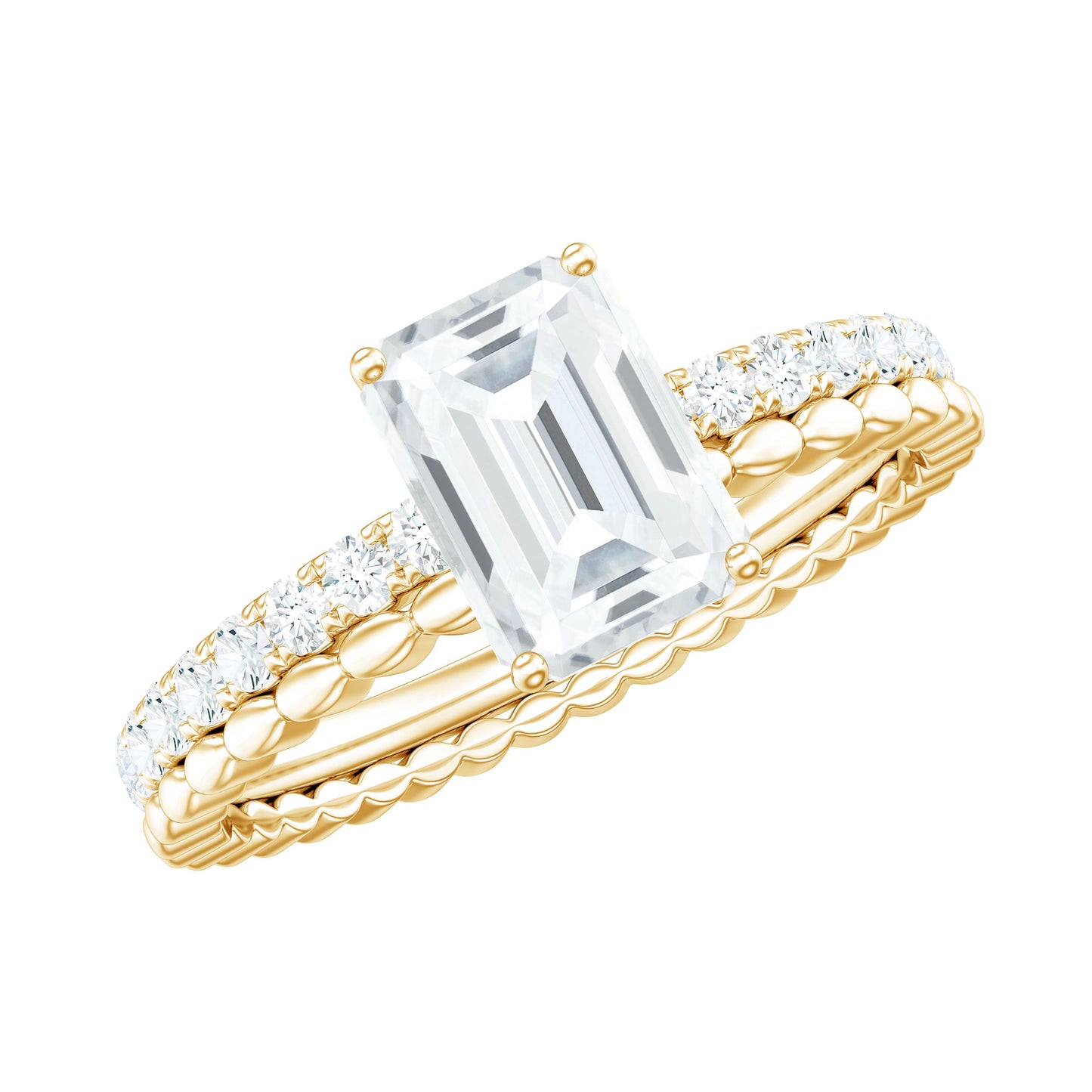 Certified 1.8 Carat Emerald Cut Moissanite Solitaire Engagement Ring