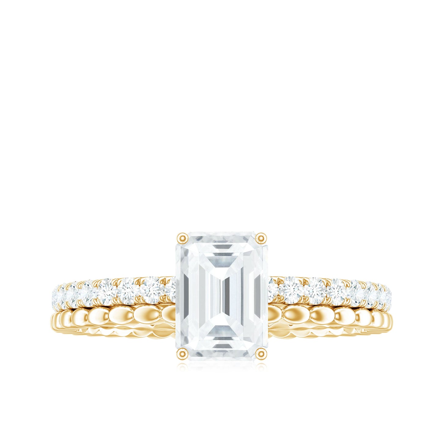 Certified 1.8 Carat Emerald Cut Moissanite Solitaire Engagement Ring