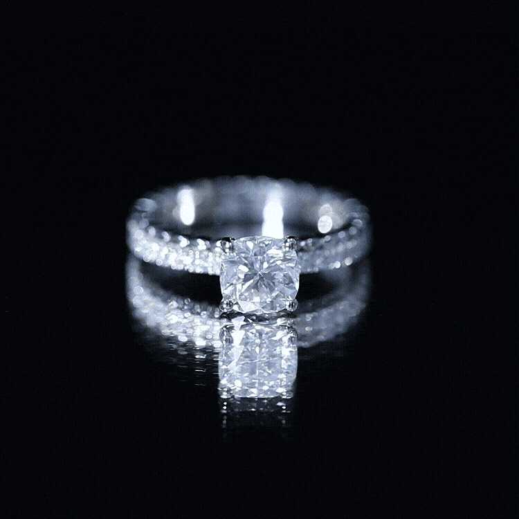 1.7 Carat Certified Cushion Cut Moissanite Solitaire Engagement Ring