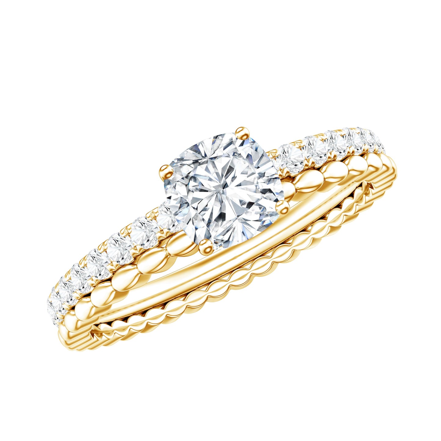 1.7 Carat Certified Cushion Cut Moissanite Solitaire Engagement Ring