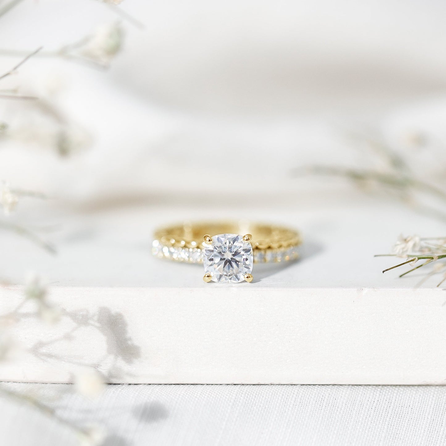 1.7 Carat Certified Cushion Cut Moissanite Solitaire Engagement Ring