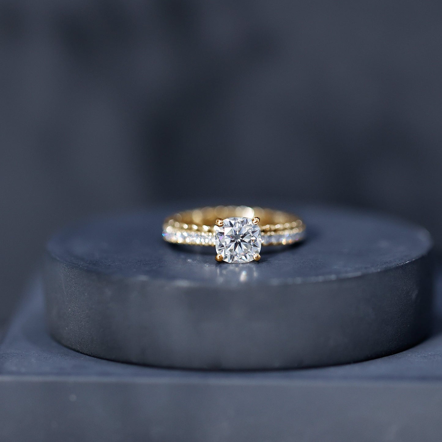 1.7 Carat Certified Cushion Cut Moissanite Solitaire Engagement Ring