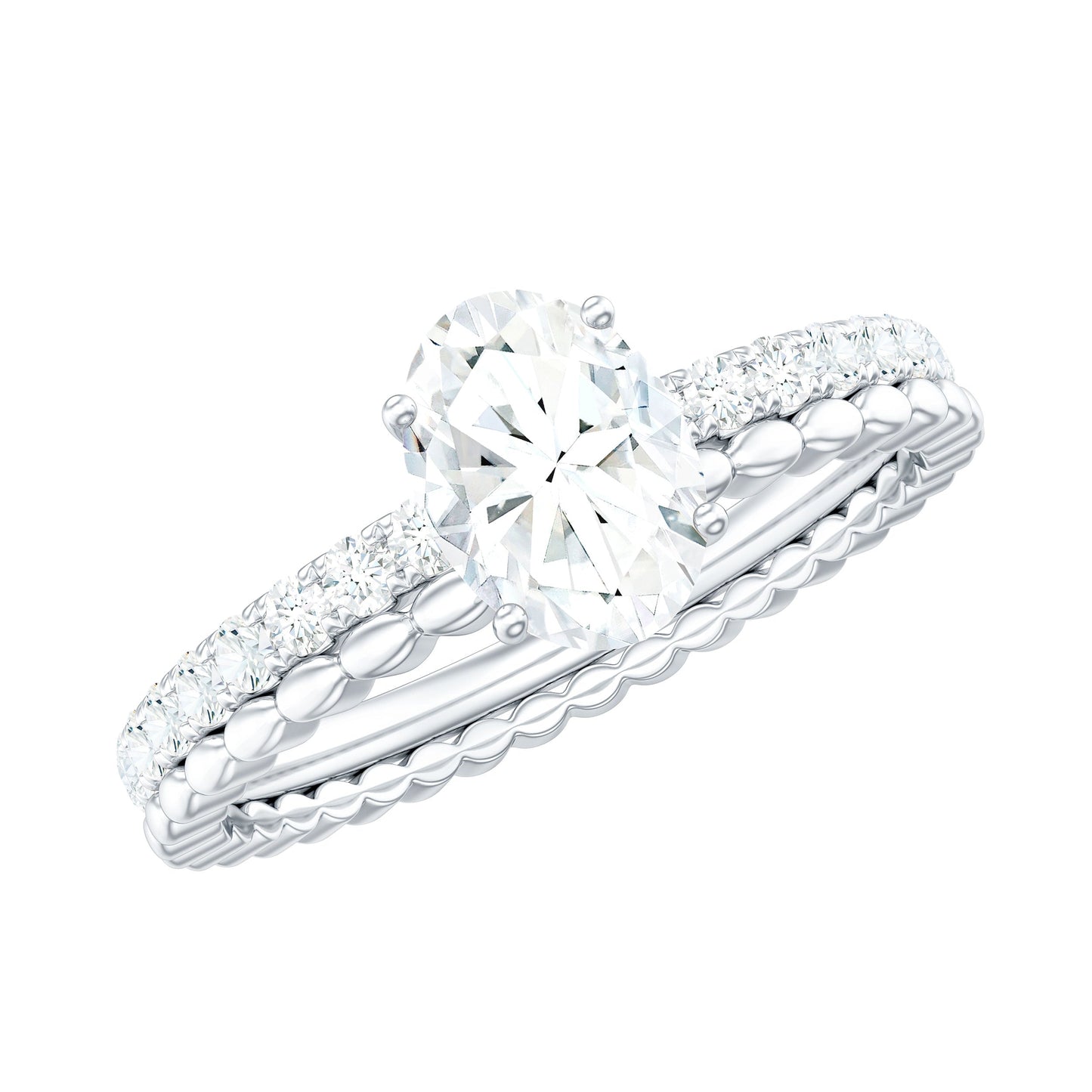 0.9 Carat Solitaire Moissanite Oblong Engagement Ring