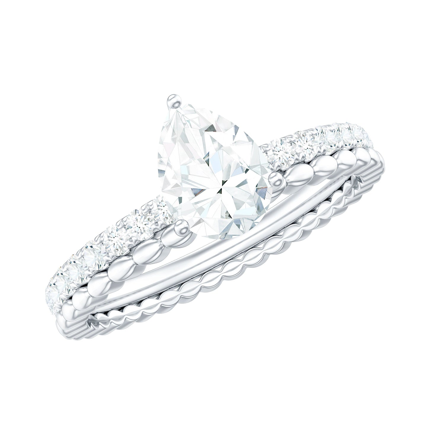 0.7 Carat Pear Cut Moissanite Solitaire Engagement Ring