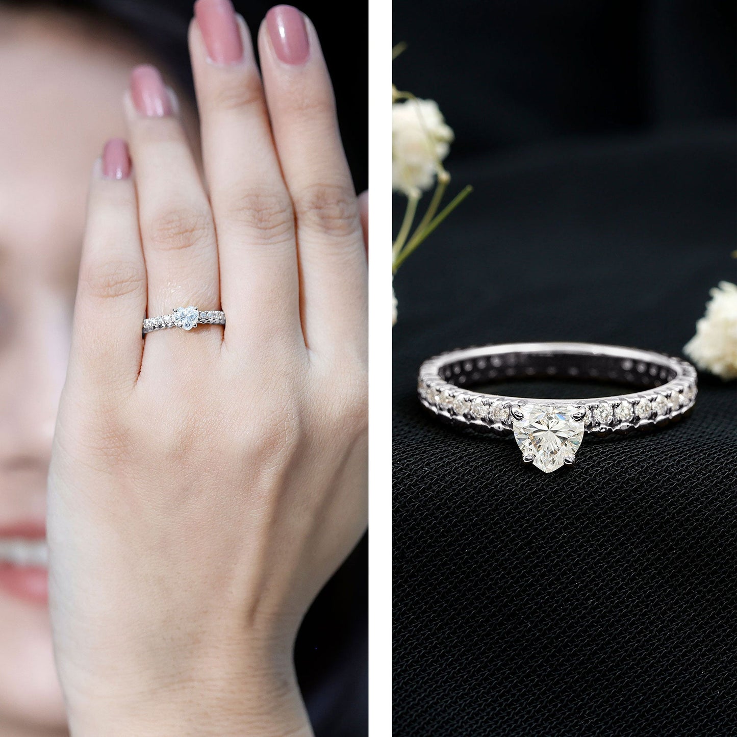 Heart Shape Moissanite Designer Engagement Ring for Women