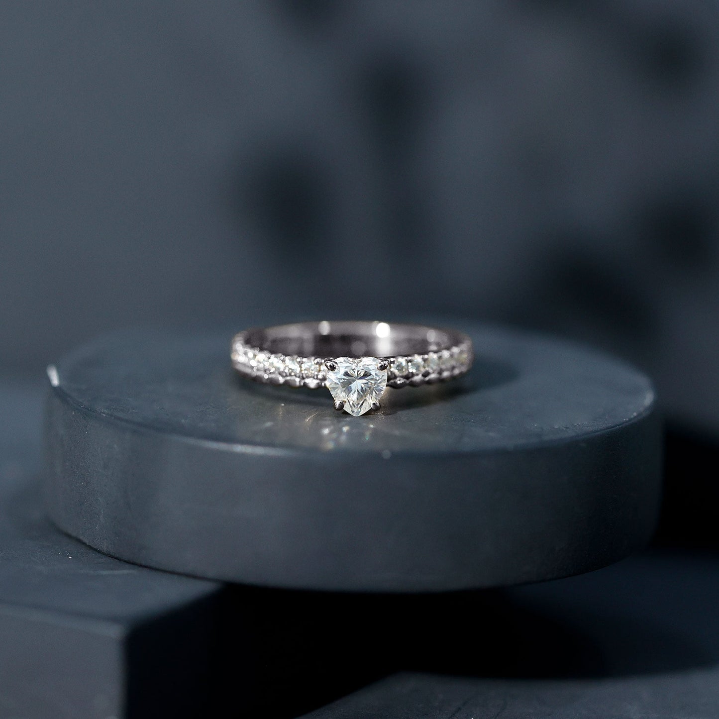 Heart Shape Moissanite Designer Engagement Ring for Women