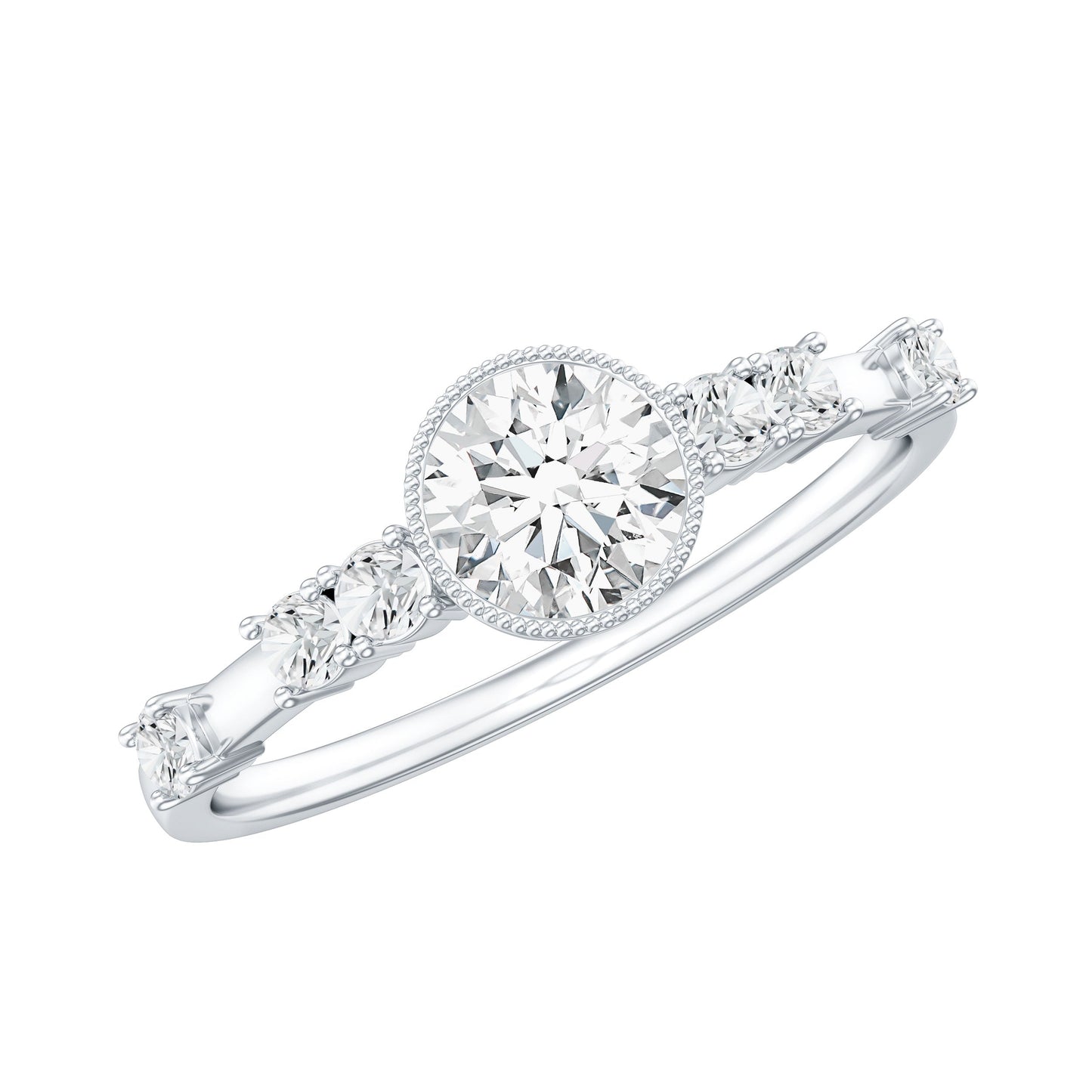 0.5 Carat Round Certified Moissanite Solitaire Engagement Ring in Bezel Setting