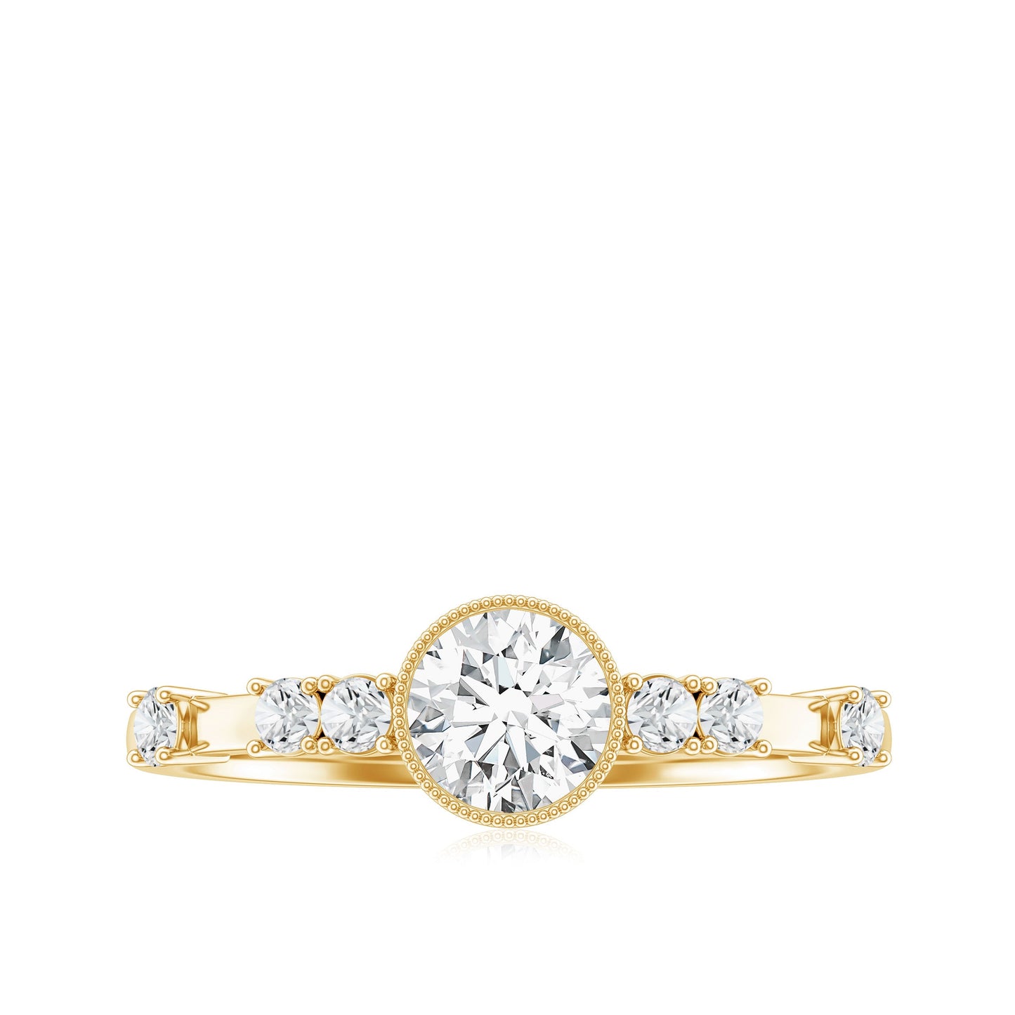 0.5 Carat Round Certified Moissanite Solitaire Engagement Ring in Bezel Setting