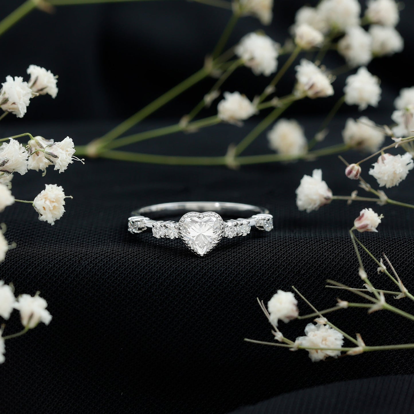 Heart Shaped Moissanite Pre Engagement Ring