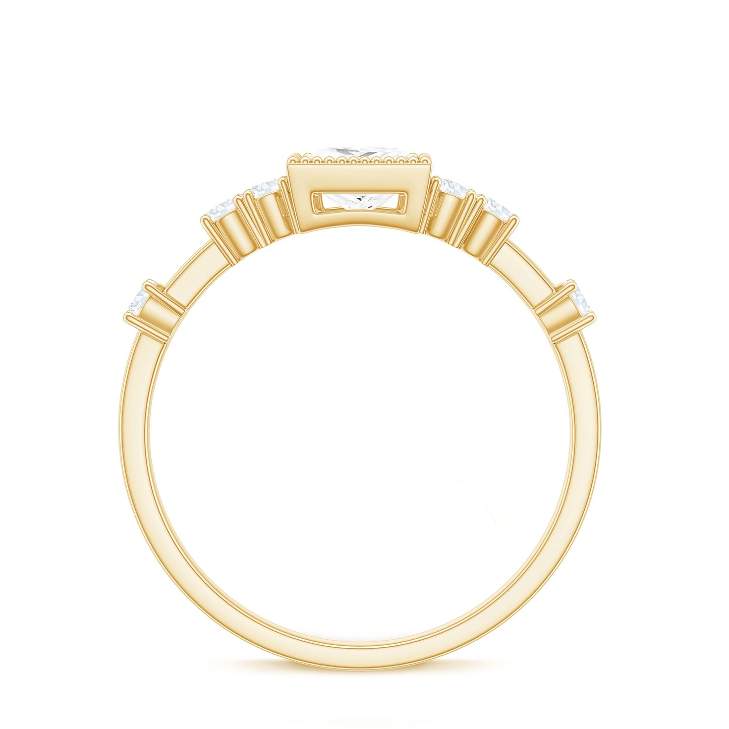 Square Moissanite Engagement Ring With Side Stones