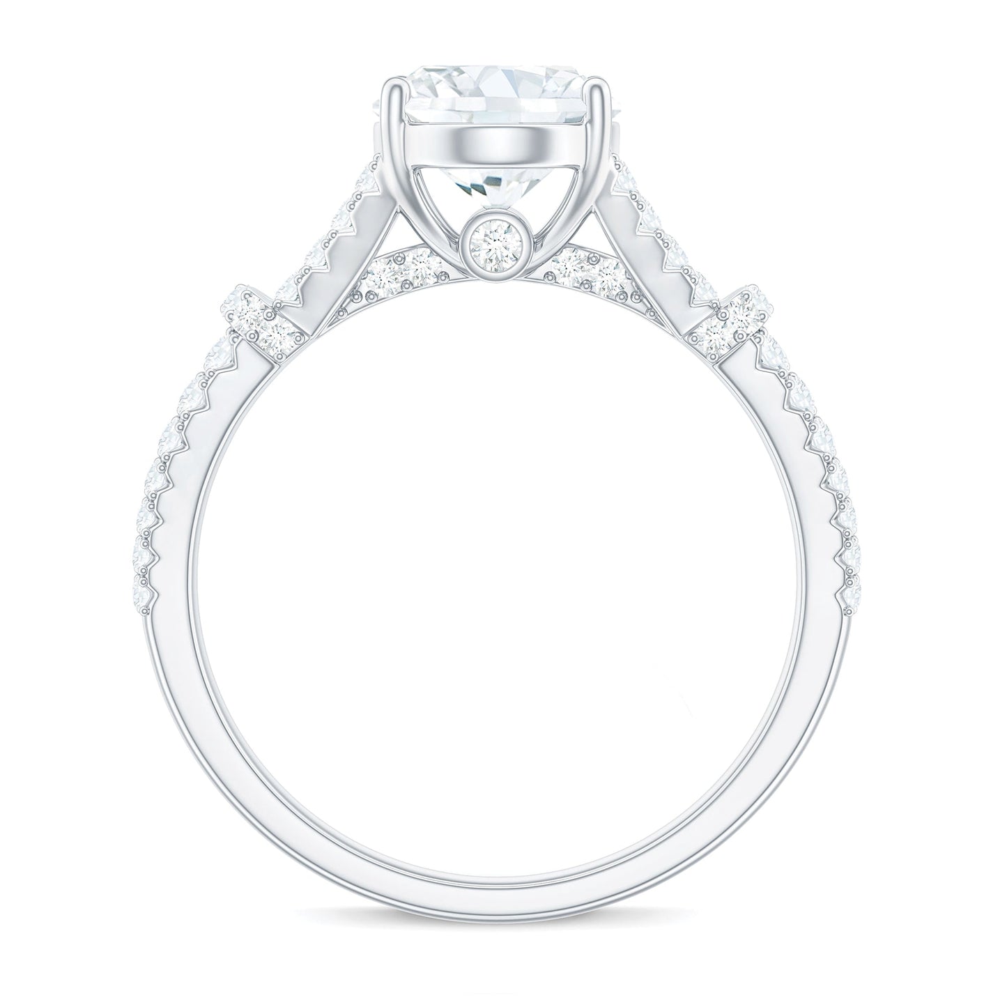 2 Carat Oval Cut Moissanite Statement Engagement Ring with Split Shank