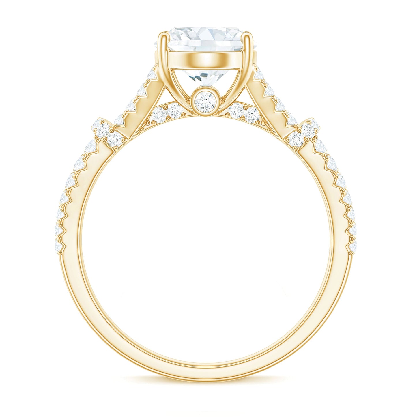 2 Carat Oval Cut Moissanite Statement Engagement Ring with Split Shank