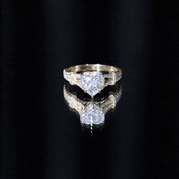 Heart Shape Moissanite Solitaire Engagement Ring in Split Shank