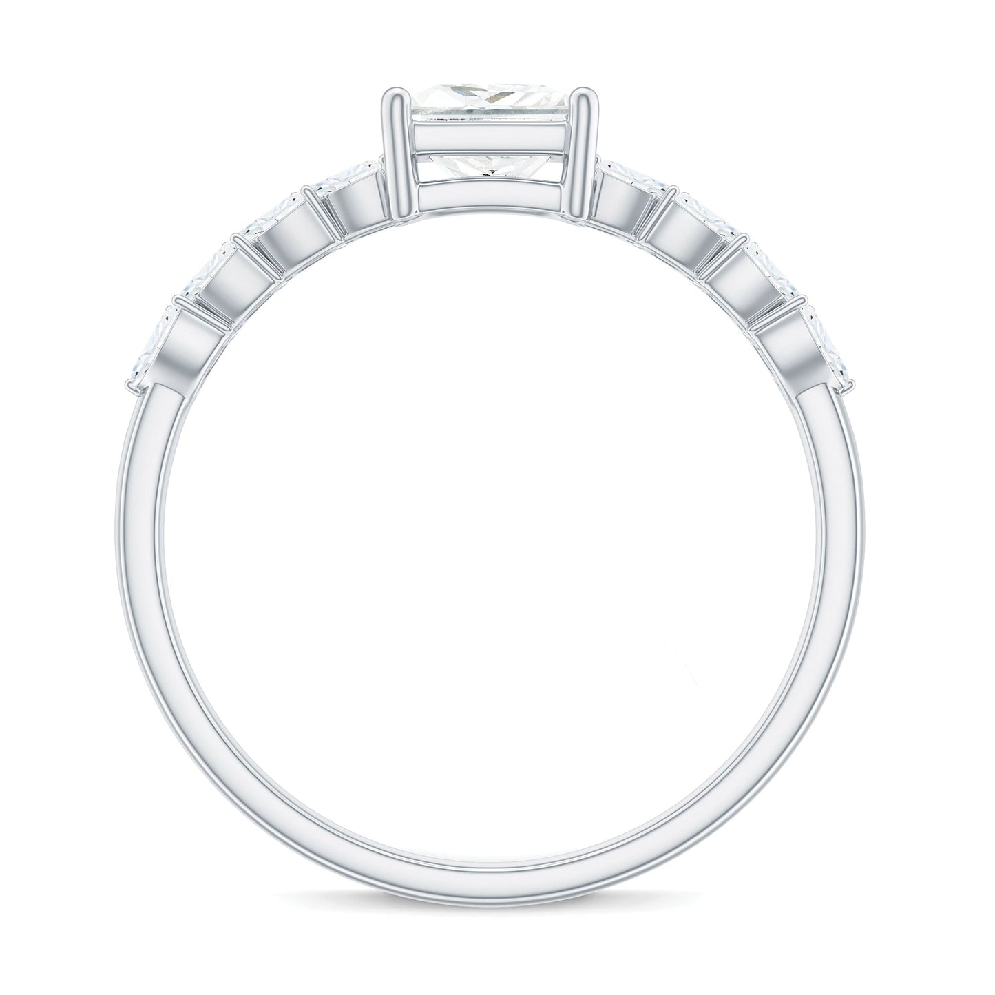 Certified Princess Cut Moissanite Split Shank Engagement Ring