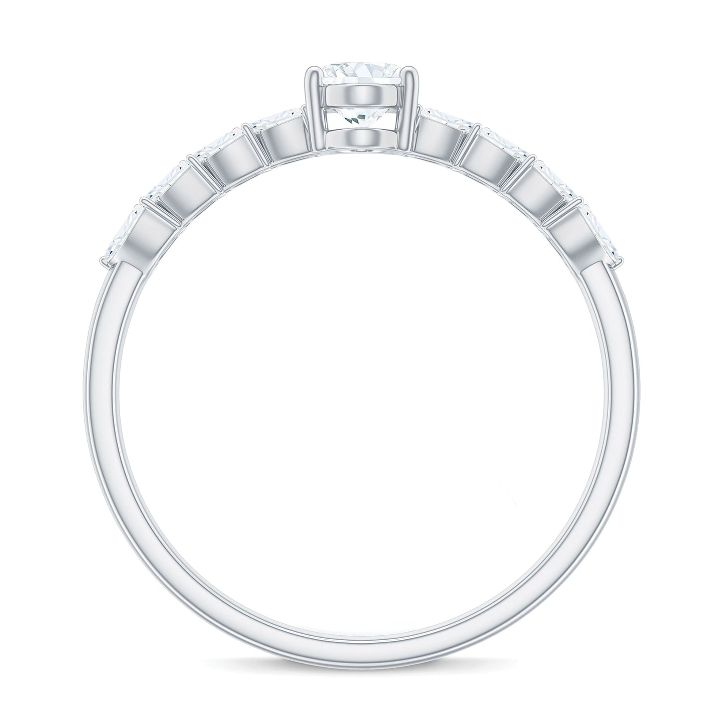 0.4 Carat Oval Cut Certified Moissanite Engagement Split Shank Ring