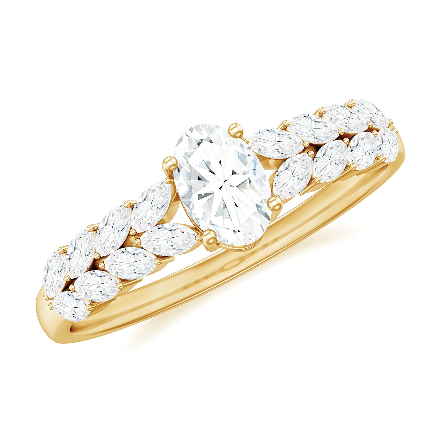 0.4 Carat Oval Cut Certified Moissanite Engagement Split Shank Ring