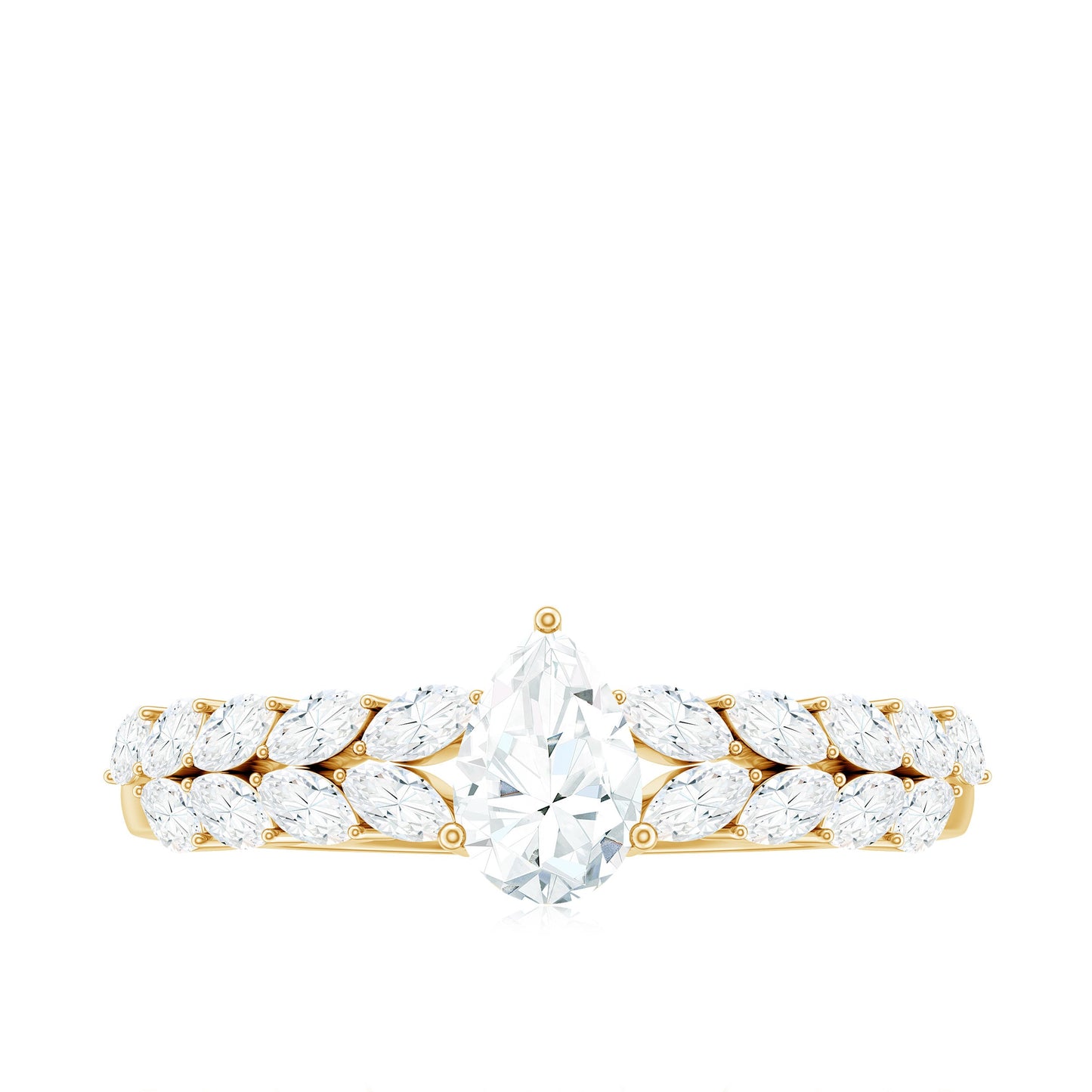 Certified Pear Cut Moissanite Solitaire Engagement Ring with Split Shank