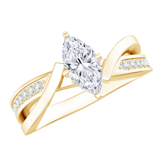 Certified Moissanite Marquise Cut Engagement Ring For Women