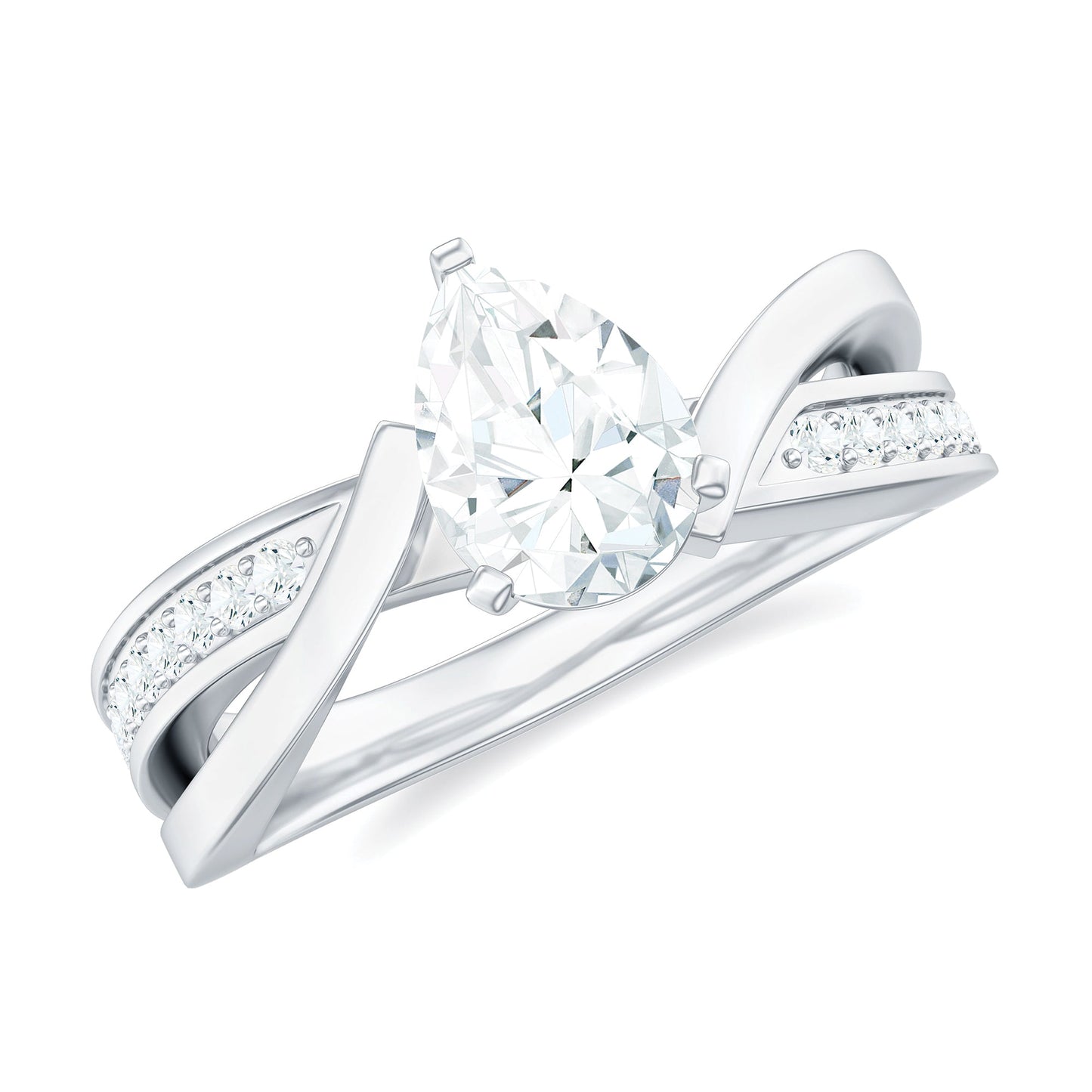 Pear Shaped Moissanite Infinity Engagement Ring