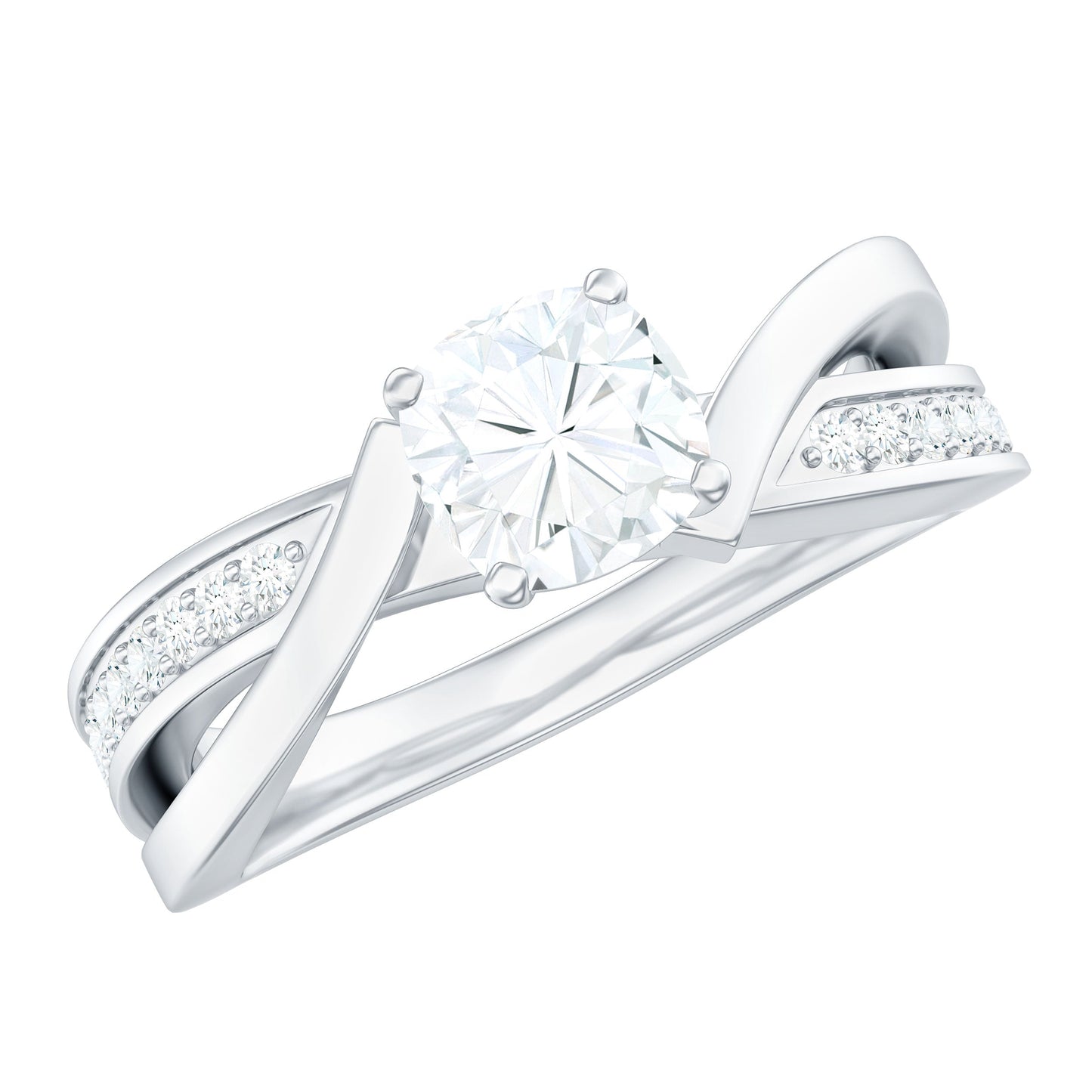 Cushion Cut Solitaire Moissanite Infinity Engagement Ring