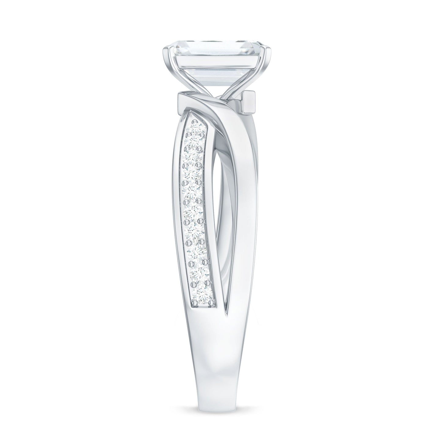 1.8 Carat Emerald Cut Moissanite Infinity Engagement Ring