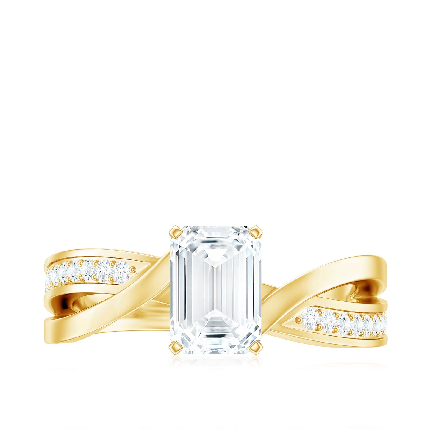 1.8 Carat Emerald Cut Moissanite Infinity Engagement Ring