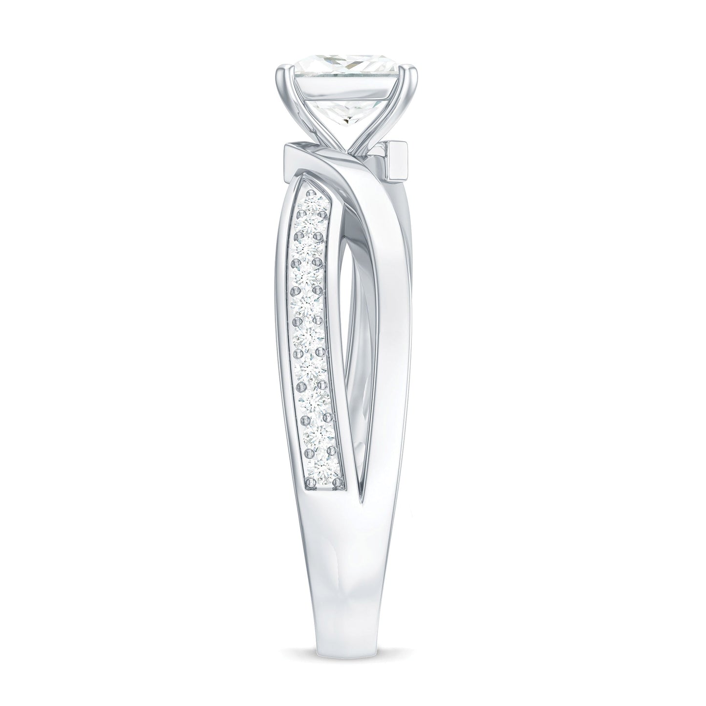 0.7 Carat Princess Cut Moissanite Solitaire Infinity Engagement Ring