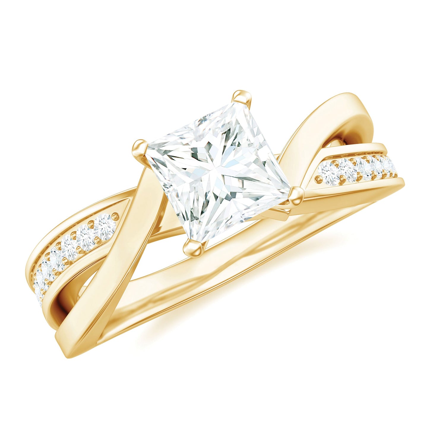 0.7 Carat Princess Cut Moissanite Solitaire Infinity Engagement Ring