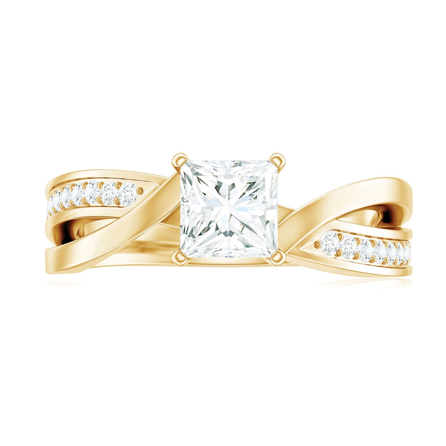 0.7 Carat Princess Cut Moissanite Solitaire Infinity Engagement Ring