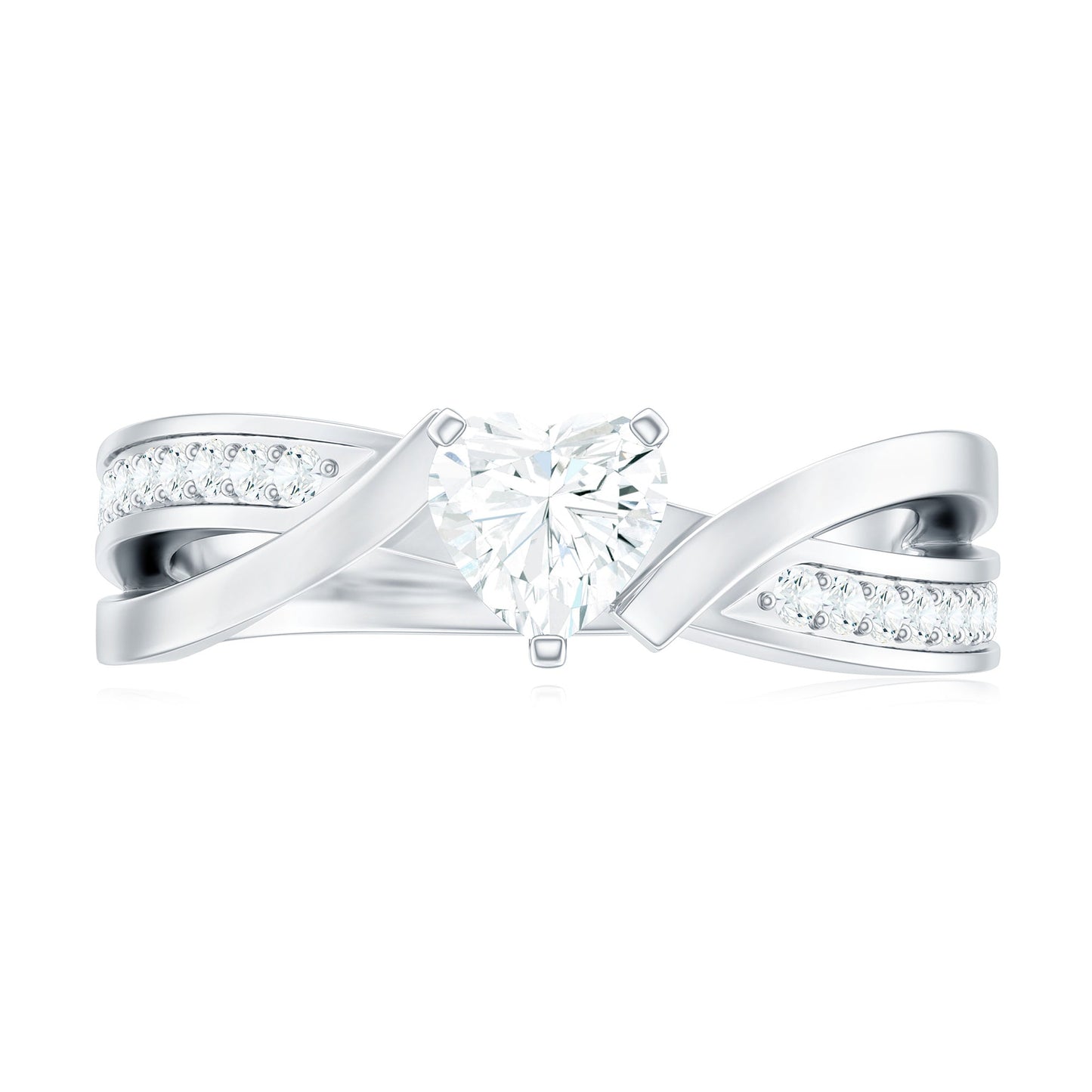 Certified Heart Moissanite Solitaire Engagement Ring