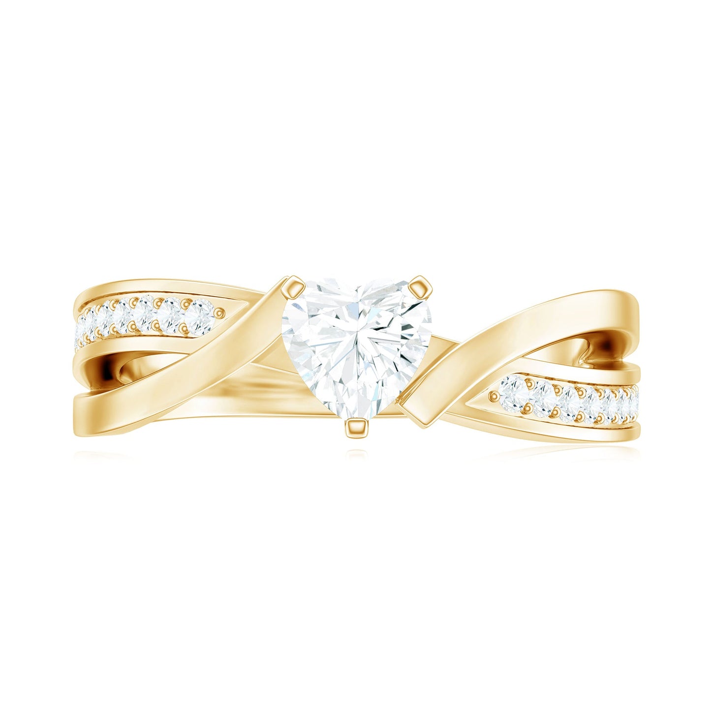 Certified Heart Moissanite Solitaire Engagement Ring