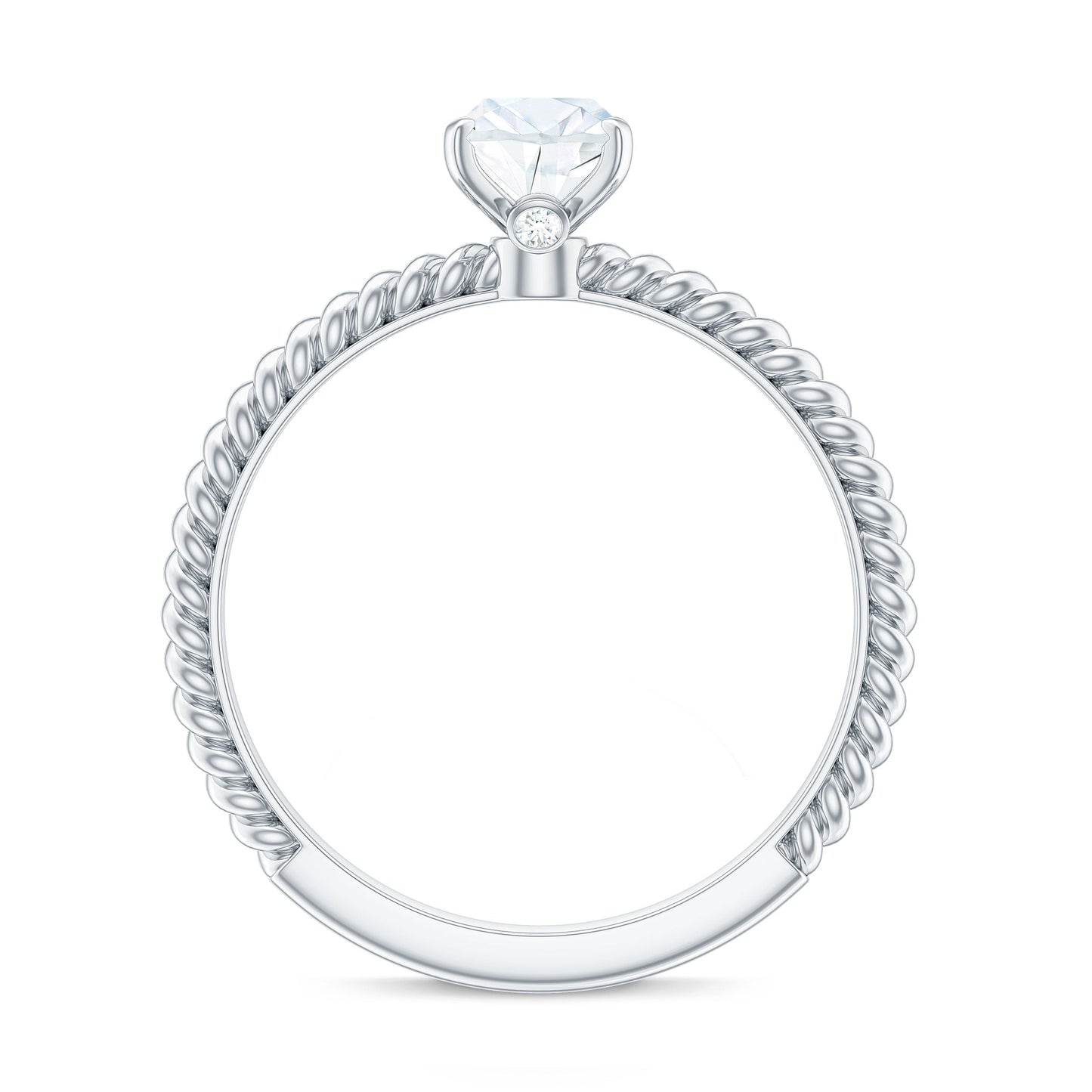 1 Carat Marquise Cut Moissanite Solitaire Engagement Ring with Twisted Rope Shank