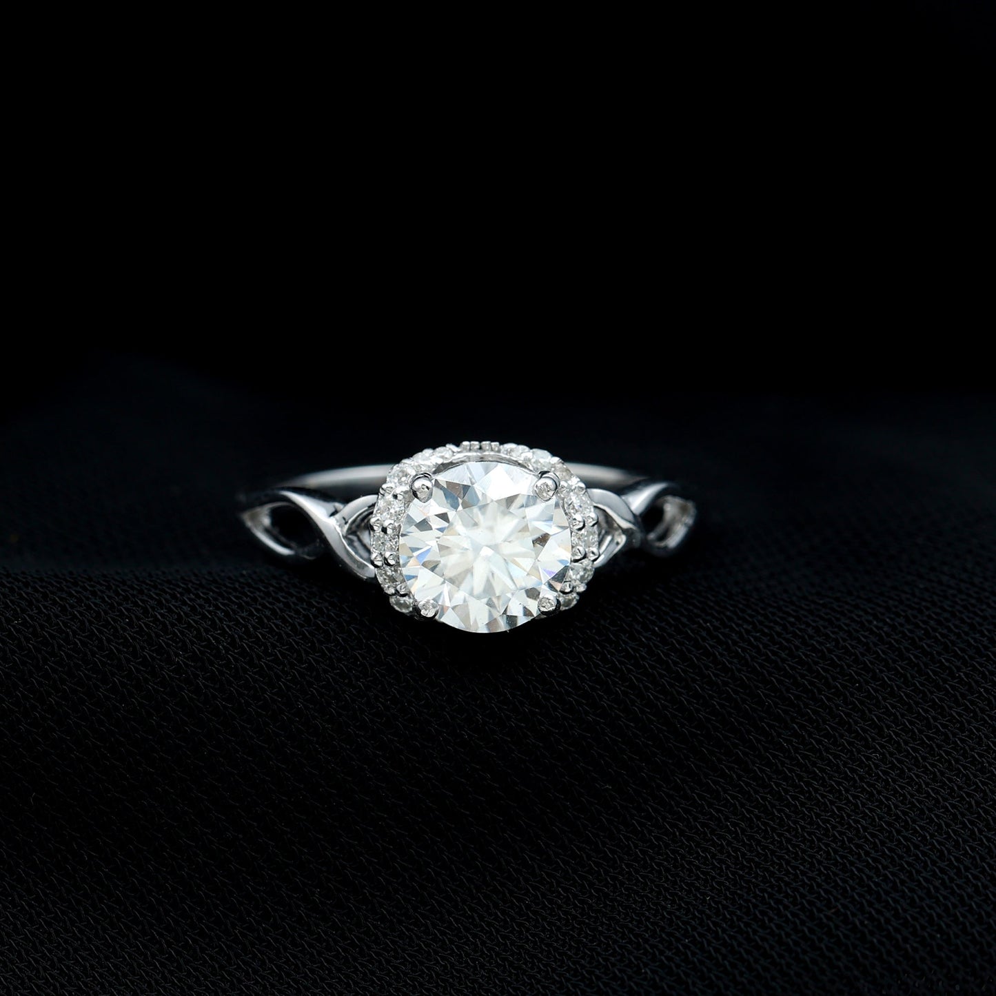 Round Cut Moissanite Infinity Engagement Ring