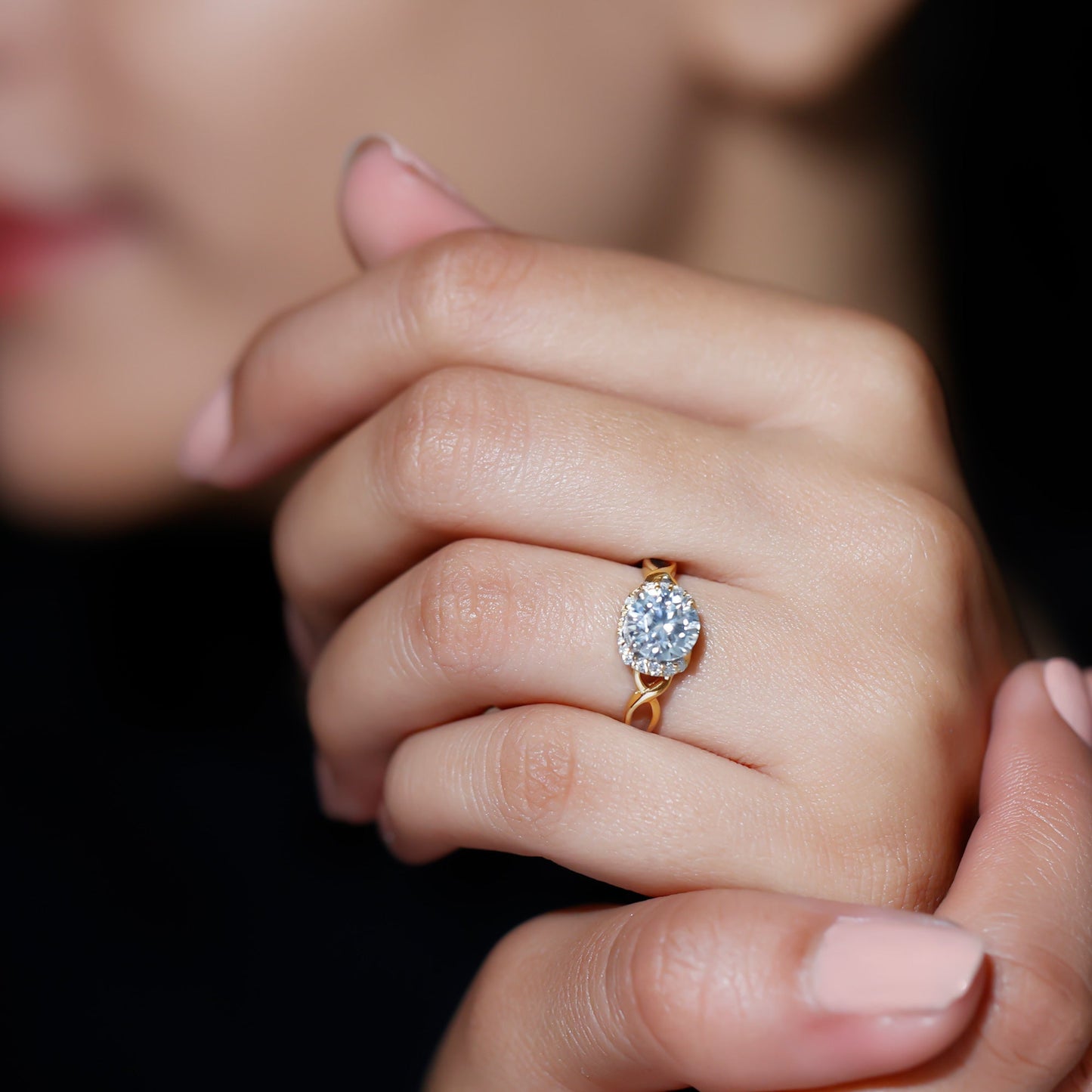 Round Cut Moissanite Infinity Engagement Ring
