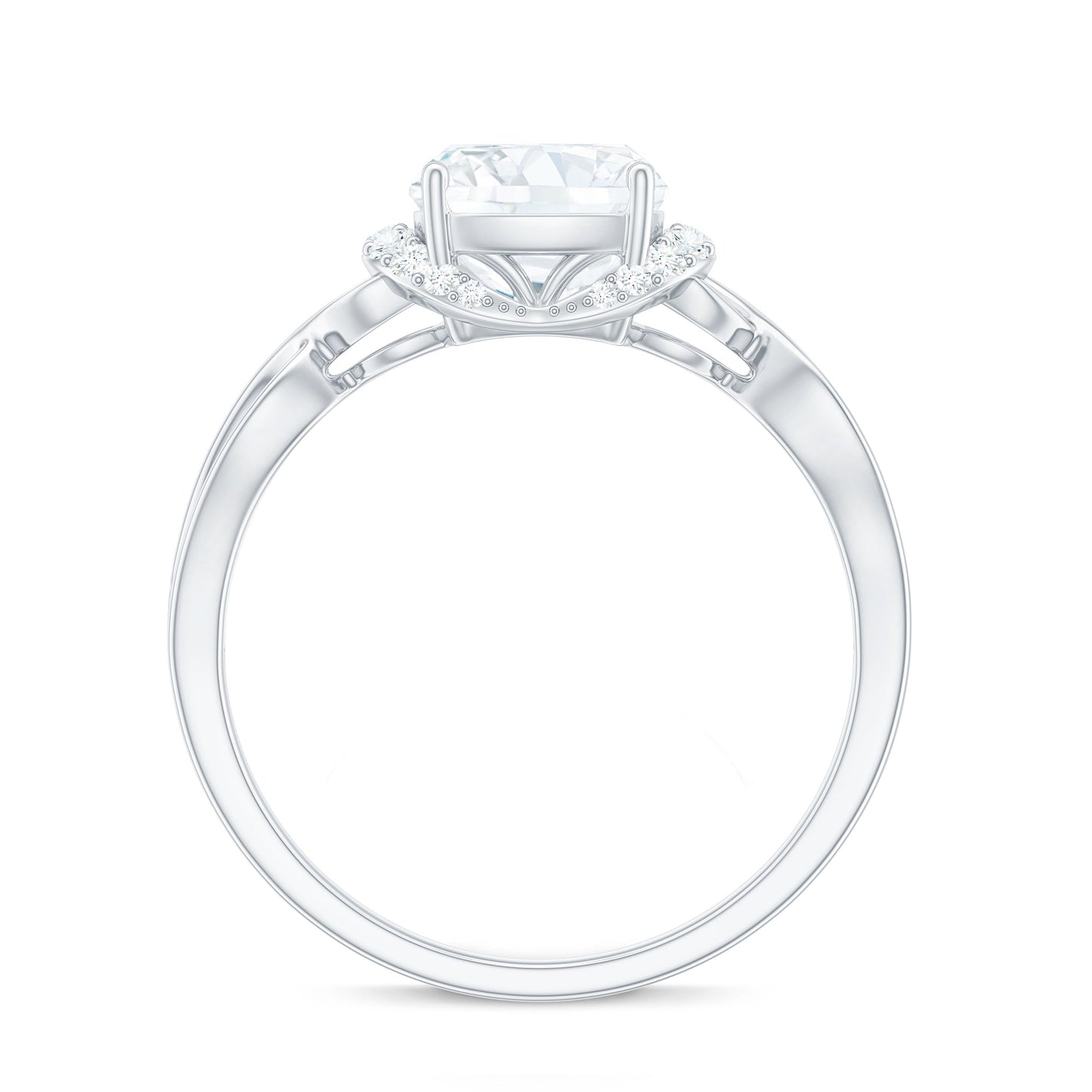 3 Carat Cushion Cut Moissanite Solitaire Engagement Ring with Infinity Shank