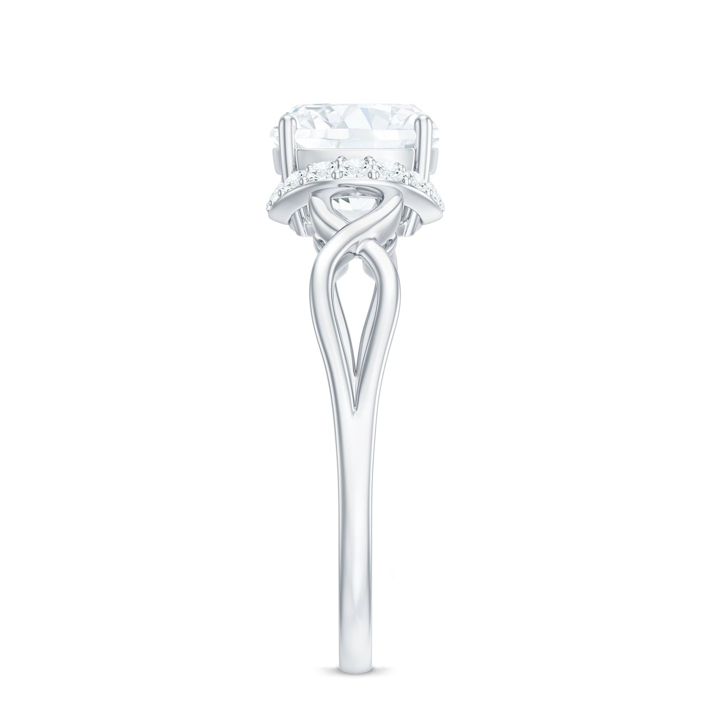3 Carat Cushion Cut Moissanite Solitaire Engagement Ring with Infinity Shank
