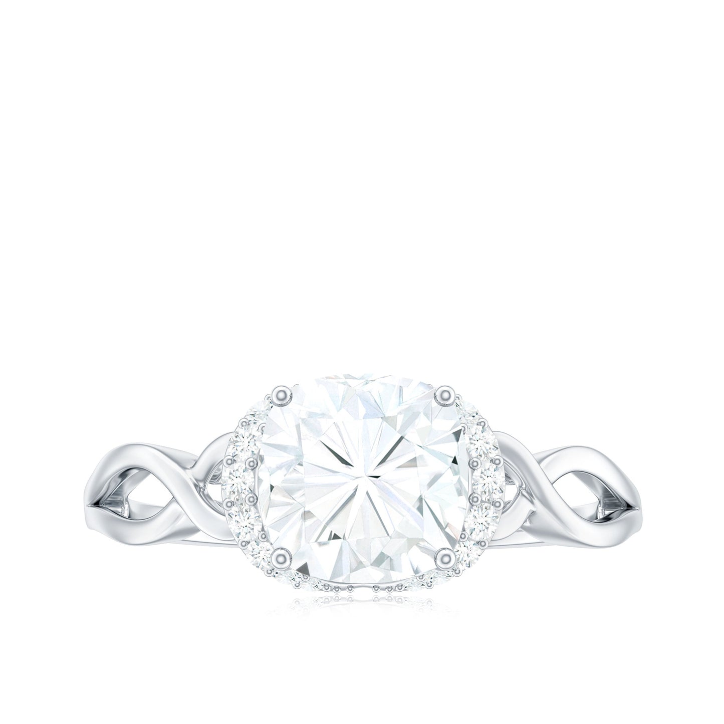 3 Carat Cushion Cut Moissanite Solitaire Engagement Ring with Infinity Shank