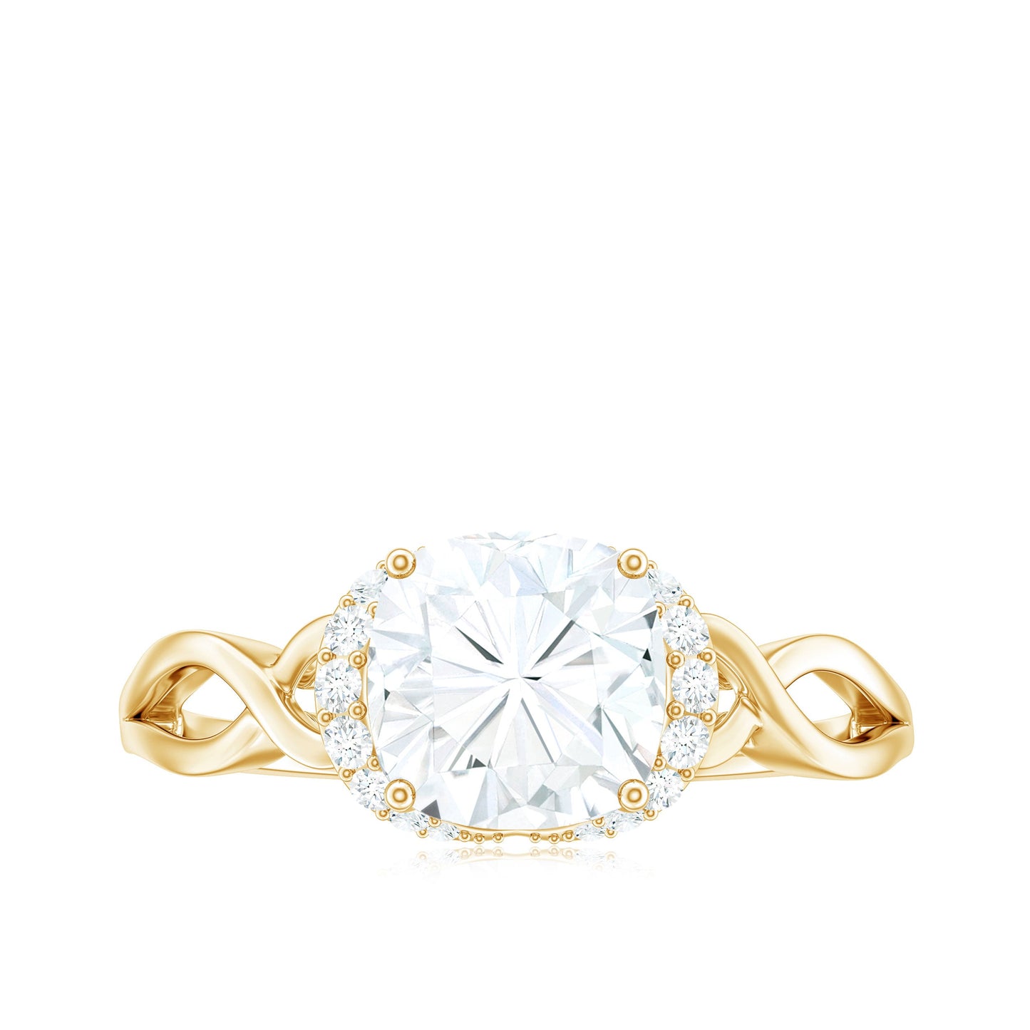 3 Carat Cushion Cut Moissanite Solitaire Engagement Ring with Infinity Shank
