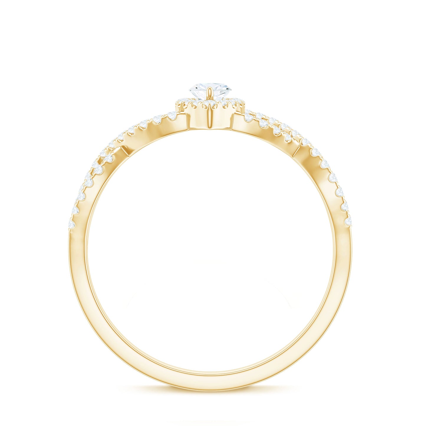 Womens Moissanite Marquise Cut Engagement Ring with Crossover Shank