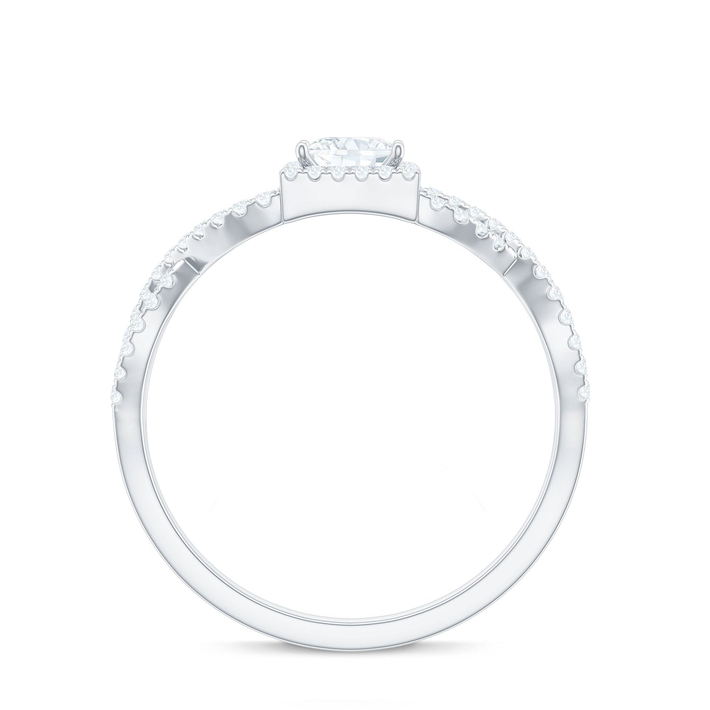 0.3 Carat Moissanite Square Cut Engagement Ring with Crossover Shank
