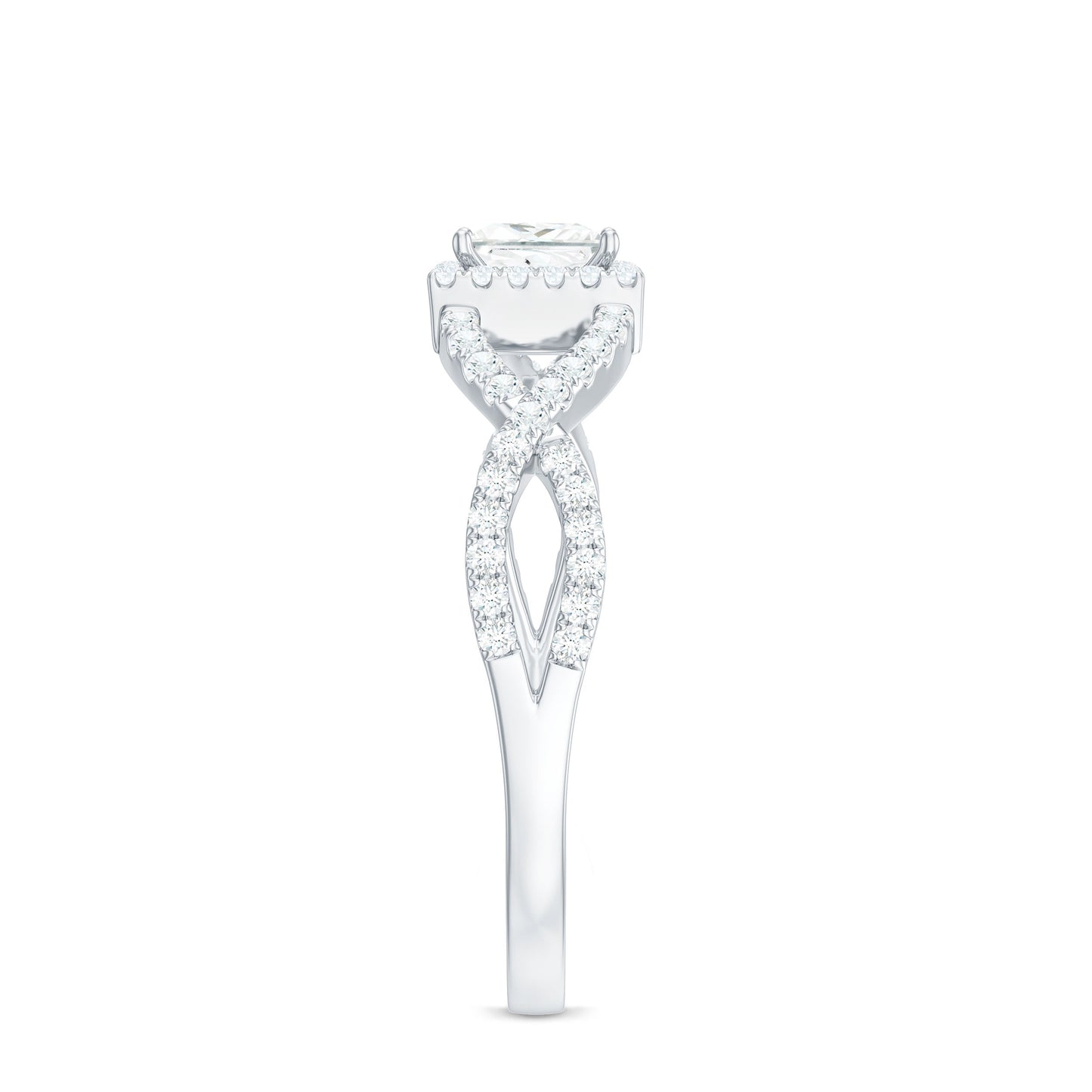 0.3 Carat Moissanite Square Cut Engagement Ring with Crossover Shank