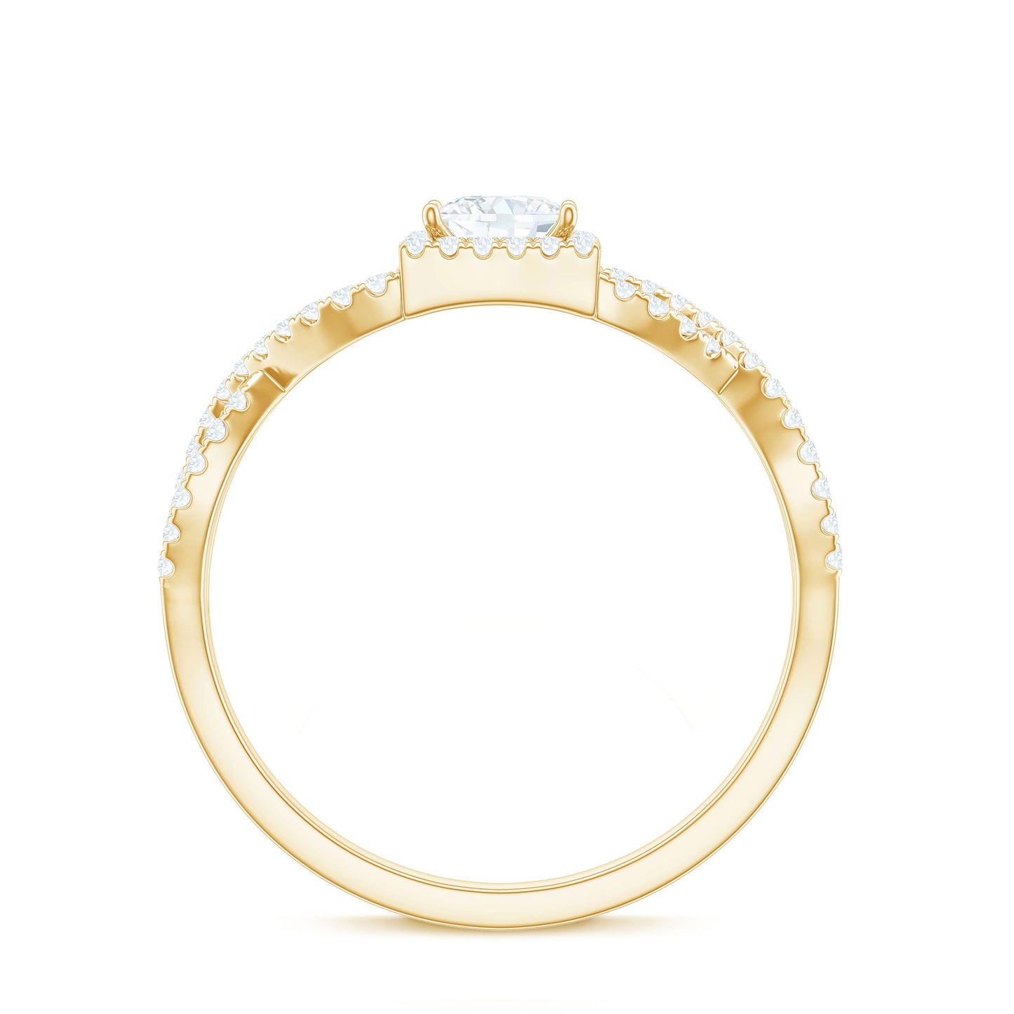 0.3 Carat Moissanite Square Cut Engagement Ring with Crossover Shank