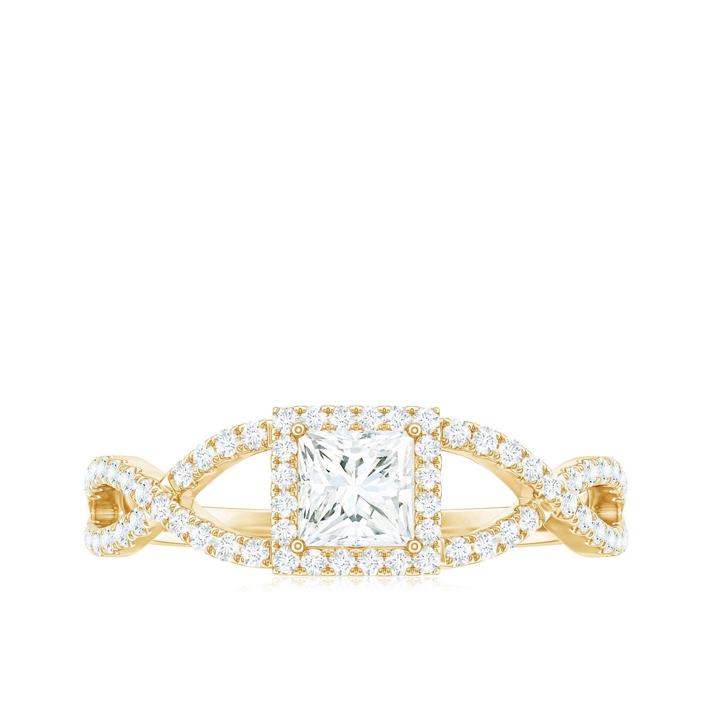 0.3 Carat Moissanite Square Cut Engagement Ring with Crossover Shank