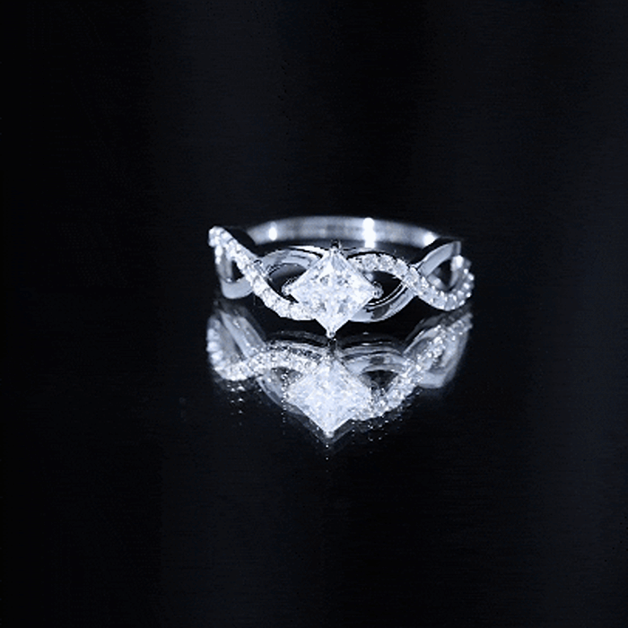 Princess Cut Moissanite Infinity Engagement Ring for Her