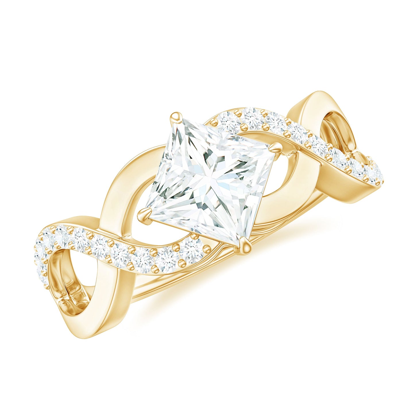 Princess Cut Moissanite Infinity Engagement Ring for Her