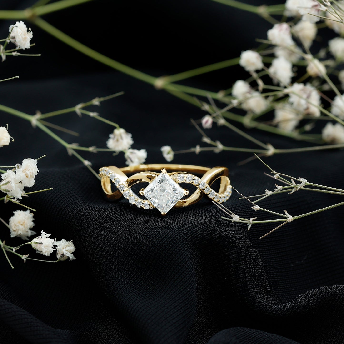 Princess Cut Moissanite Infinity Engagement Ring for Her